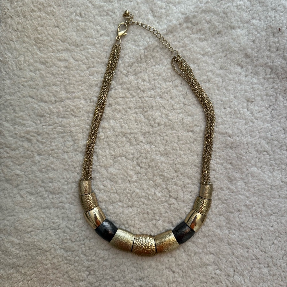 Modern Gold and Bronze Necklace with Textured Beads